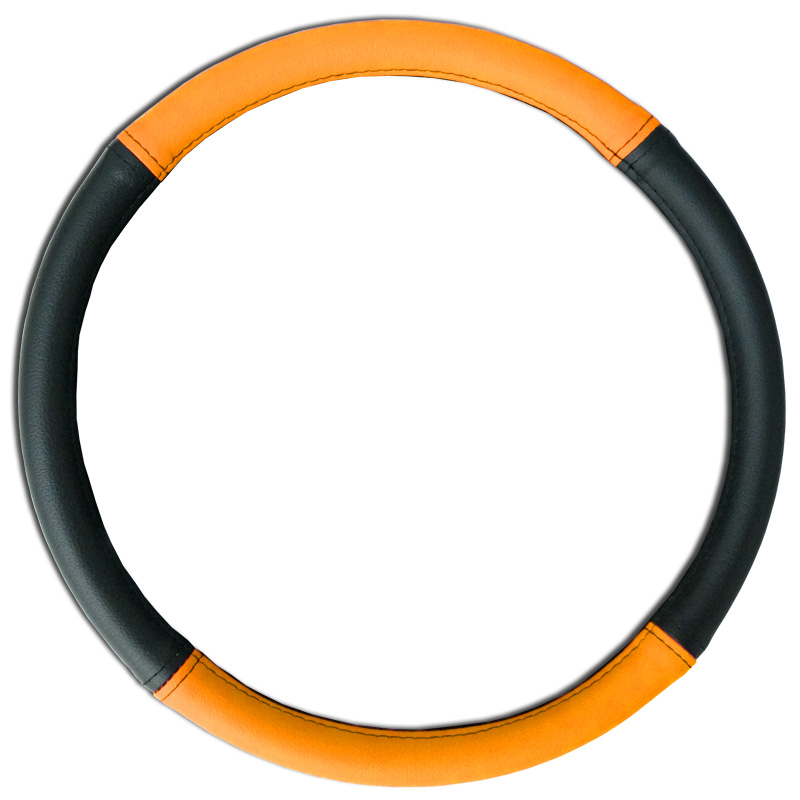 Orange Grip Leatherette Steering Wheel Cover