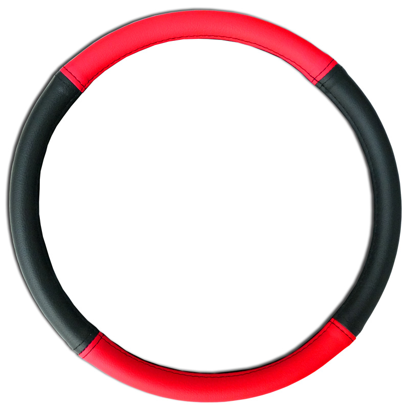 Red Grip Leatherette Steering Wheel Cover