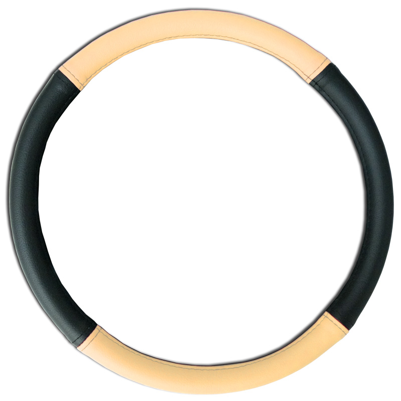 Beige Grip Leatherette Steering Wheel Cover