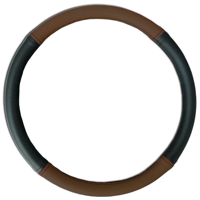 Brown Grip Leatherette Steering Wheel Cover